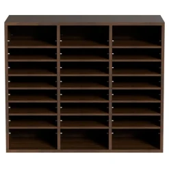 VEVOR Literature Organizers, 24 Compartments Office Mailbox with Adjustable Shelves, Wood Literature Sorter 29x12x24.4 inches for Office, Home, Classroom, Mailrooms Organization, EPA Certified, Brown