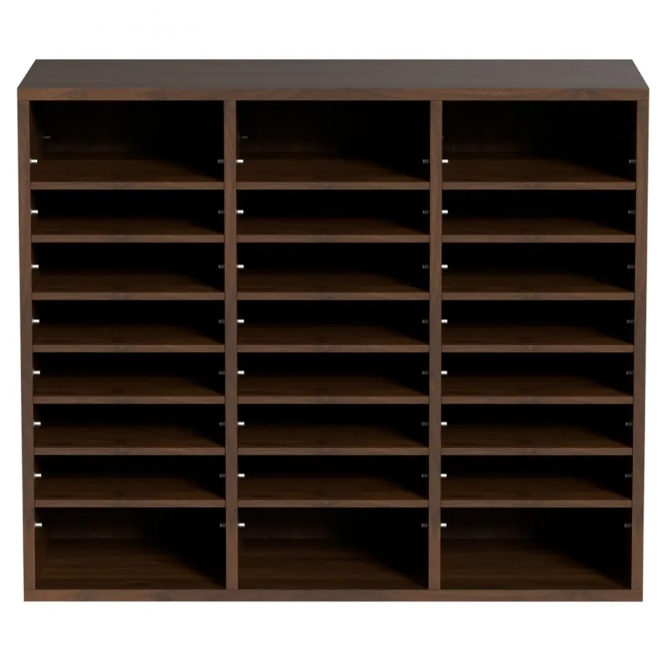 VEVOR Literature Organizers, 24 Compartments Office Mailbox with Adjustable Shelves, Wood Literature Sorter 29x12x24.4 inches for Office, Home, Classroom, Mailrooms Organization, EPA Certified, Brown