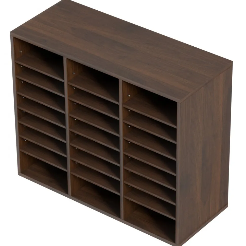 VEVOR Literature Organizers, 24 Compartments Office Mailbox with Adjustable Shelves, Wood Literature Sorter 29x12x24.4 inches for Office, Home, Classroom, Mailrooms Organization, EPA Certified, Brown