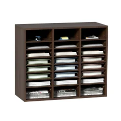 VEVOR Literature Organizers, 24 Compartments Office Mailbox with Adjustable Shelves, Wood Literature Sorter 29x12x24.4 inches for Office, Home, Classroom, Mailrooms Organization, EPA Certified, Brown