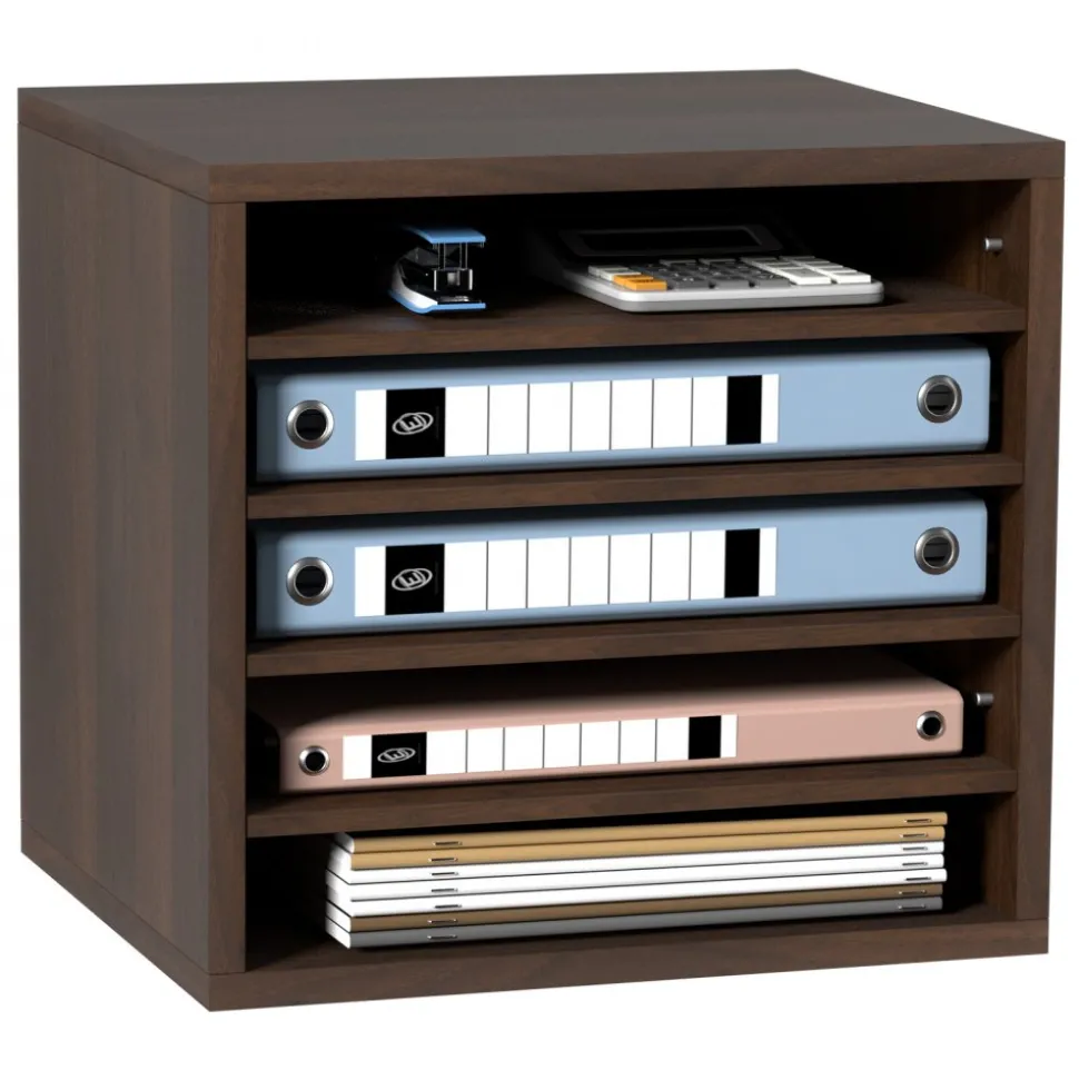 VEVOR Literature Organizers, 5 Compartments Office Mailbox with Adjustable Shelves, Wood literature sorter 13.9x12x13 inches for Office, Home, Classroom, Mailrooms Organization, EPA Certified, Brown