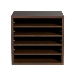 VEVOR Literature Organizers, 5 Compartments Office Mailbox with Adjustable Shelves, Wood literature sorter 13.9x12x13 inches for Office, Home, Classroom, Mailrooms Organization, EPA Certified, Brown