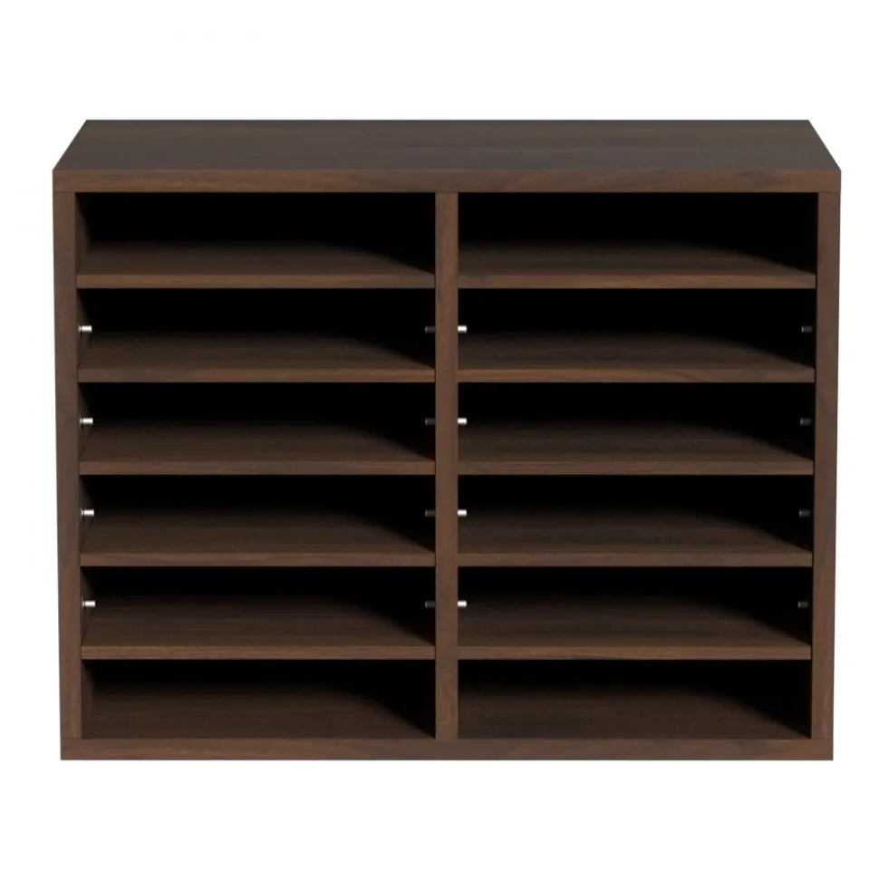 VEVOR Literature Organizers, 12 Compartments Office Mailbox with Adjustable Shelves, Wood Literature Sorter 20.4x12x16.1 inches for Office, Home, Classroom, Mailrooms Organization, EPA Certified Brown