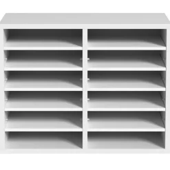 VEVOR Literature Organizers, 12 Compartments Office Mailbox with Adjustable Shelves, Wood Literature Sorter 20.4x12x16.1 inches for Office, Home, Classroom, Mailrooms Organization, EPA Certified White
