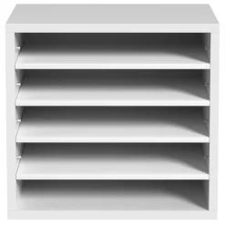 VEVOR Literature Organizers, 5 Compartments Office Mailbox with Adjustable Shelves, Wood Literature Sorter 13.9x12x13 inches for Office, Home, Classroom, Mailrooms Organization, EPA Certified, White