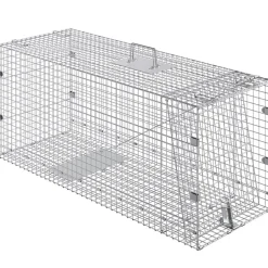 VEVOR Live Animal Cage Trap, 42" x 16" x 18" Humane Cat Trap Galvanized Iron, Folding Animal Trap with Handle for Stray Dogs, Armadillos, Raccoons, Marmots, Foxes