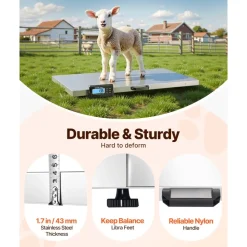 VEVOR Livestock Scale 700LBS, Dog Scales Large Platform 40.6x20.9Inch Stainless Steel Vet Scale Industrial Floor Scale Large Animal Scale  Pig Scale Goat Weight Scale Pet Digital Scale