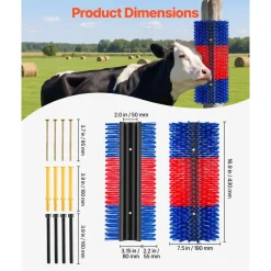 VEVOR Livestock Scratching Brush, 2PCS Goat Scratcher Brush Post with 8 Screws, 16.9