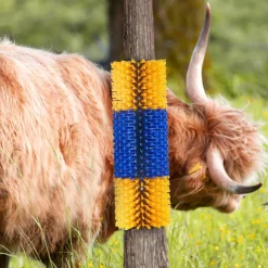VEVOR Livestock Scratching Brush, 1PC Goat Scratcher Brush Post with 4 Screws, 16.9" x 7.5" Cow Scratcher for Back Itch Relief, Massage Grooming Scratch Tool for Horse Cattle Sheep Pig, Green & Blue