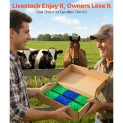 VEVOR Livestock Scratching Brush, 1PC Goat Scratcher Brush Post with 4 Screws, 16.9" x 7.5" Cow Scratcher for Back Itch Relief, Massage Grooming Scratch Tool for Horse Cattle Sheep Pig, Green & Black