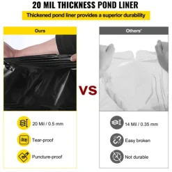 VEVOR LLDPE Pond Liner 20x25 ft, Pond Liner 20 Mil, Fish Pond Liners for Waterfall, Pond and Fish Ponds