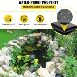 VEVOR LLDPE Pond Liner 15x20 ft, Pond Liner 20 Mil, Fish Pond Liners for Waterfall, Pond and Fish Ponds