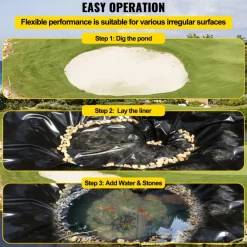 VEVOR LLDPE Pond Liner 15x20 ft, Pond Liner 20 Mil, Fish Pond Liners for Waterfall, Pond and Fish Ponds