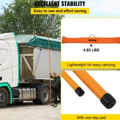 VEVOR Load Height Measuring Stick, 15' Sturdy Fiberglass Truck Height Stick with Adjustable Pole, Non-conductive Truck Height Measuring Stick with Carrying Bag, Height Stick for Trucks, Car Haulers