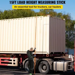 VEVOR Load Height Measuring Stick, 15' Sturdy Fiberglass Truck Height Stick with Adjustable Pole, Non-conductive Truck Height Measuring Stick with Carrying Bag, Height Stick for Trucks, Car Haulers