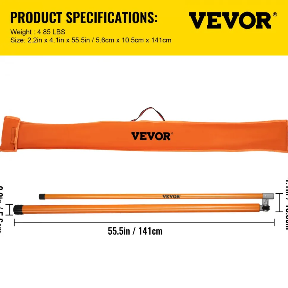 VEVOR Load Height Measuring Stick, 20' Sturdy Fiberglass Truck Height Stick with Adjustable Pole, Non-conductive Truck Height Measuring Stick with Carrying Bag, Height Stick for Trucks, Car Haulers