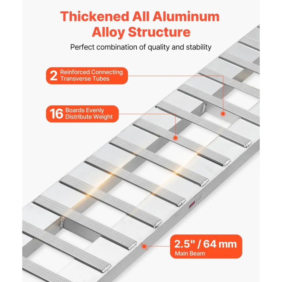 VEVOR Loading Ramps, 2 Pcs 94 x 15 in, Durable Aluminum and Heavy-Duty Trailer Ramp Set with 16 Anti-Slip Plates, 6000 Lbs Combined Capacity, for Carts, Farm Tractors, ATVs, Lawn Mowers, Motorcycles