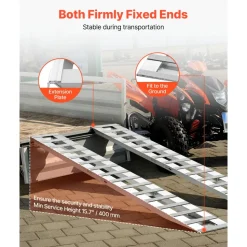 VEVOR Loading Ramps, 2 Pcs 94 x 15 in, Durable Aluminum and Heavy-Duty Trailer Ramp Set with 16 Anti-Slip Plates, 6000 Lbs Combined Capacity, for Carts, Farm Tractors, ATVs, Lawn Mowers, Motorcycles