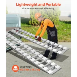 VEVOR Loading Ramps, 2 Pcs 94 x 15 in, Durable Aluminum and Heavy-Duty Trailer Ramp Set with 16 Anti-Slip Plates, 6000 Lbs Combined Capacity, for Carts, Farm Tractors, ATVs, Lawn Mowers, Motorcycles