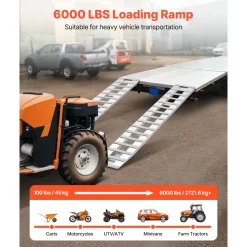 VEVOR Loading Ramps, 2 Pcs 94 x 15 in, Durable Aluminum and Heavy-Duty Trailer Ramp Set with 16 Anti-Slip Plates, 6000 Lbs Combined Capacity, for Carts, Farm Tractors, ATVs, Lawn Mowers, Motorcycles
