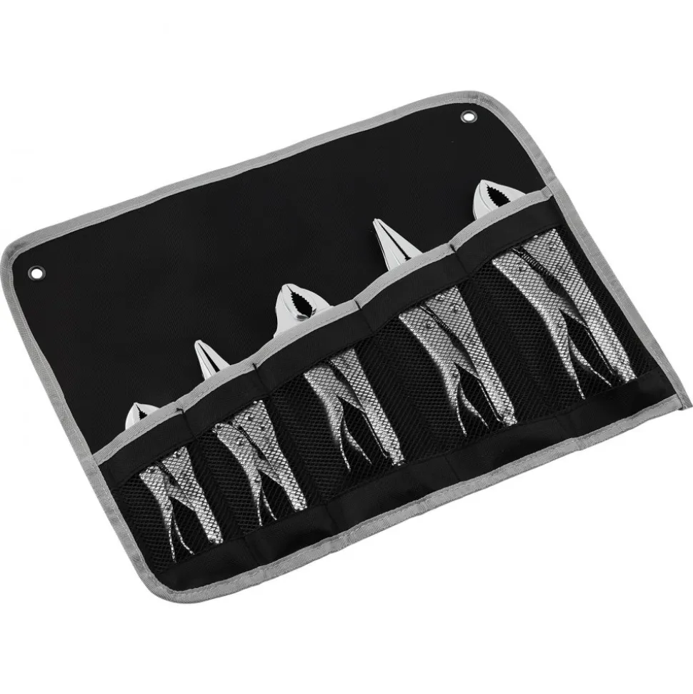 VEVOR Locking Pliers Set 5-Piece Pliers Tool Set Nickel-Plated Carbon Steel, Hand Tools for DIY & Home Use, 5"/7"/10" Curved Jaw, 6.5"/9" Long Nose, Ergonomic Non-Slip Handles, Adjustable Jaw Opening