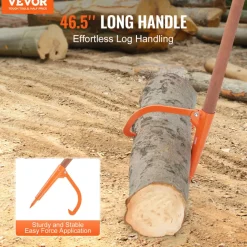 VEVOR Log Peavey, 46.5 in, Wooden Handle Log Lifter, Heavy Duty Log Roller with Max 18 in Opening, Rust-Resistant Log Jack Cant Hook, Felling Log Roller Tool for Rolling, Raising, Turning Logs