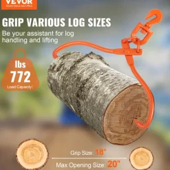VEVOR Log Skidding Tongs, 18 inch 2 Claw Log Lifting Tongs, Heavy Duty Rotating Steel Lumber Skidding Tongs, 772 lbs/350 kg Loading Capacity, Log Lifting, Handling, Dragging & Carrying Tool