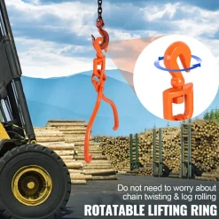 VEVOR Log Skidding Tongs, 18 inch 2 Claw Log Lifting Tongs, Heavy Duty Rotating Steel Lumber Skidding Tongs, 772 lbs/350 kg Loading Capacity, Log Lifting, Handling, Dragging & Carrying Tool