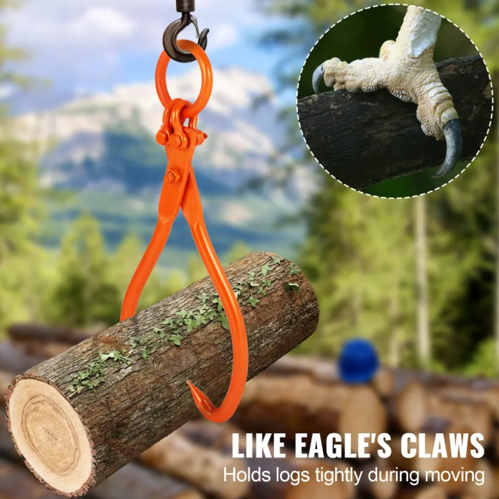 VEVOR Log Skidding Tongs, 18 inch 2 Claw Log Lifting Tongs, Heavy Duty Steel Lumber Skidding Tongs, 772 lbs/350 kg Loading Capacity, Log Lifting, Handling, Dragging & Carrying Tool