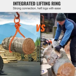 VEVOR Log Skidding Tongs, 18 inch 2 Claw Log Lifting Tongs, Heavy Duty Steel Lumber Skidding Tongs, 772 lbs/350 kg Loading Capacity, Log Lifting, Handling, Dragging & Carrying Tool