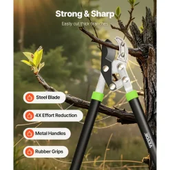 VEVOR Loppers for Tree Trimming, 32 inch Garden Anvil Trimmer with Compound Action, Sharp Steel Blade, Heavy Duty Tree Branch Cutter Up to 2 inch Dia Cut Capacity, Ergonomically Designed Handles