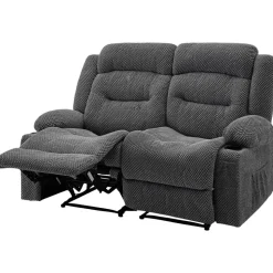 VEVOR Loveseat Recliner Sofa, Manual Reclining Couch with Heating and Massage, Soft Corduroy Recliner Sofa with USB Ports, Cup Holders and Side Storage Bags, Dual Loveseat Chair for Living Room, Grey