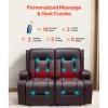 VEVOR Loveseat Recliner Sofa, Power Reclining Couch with Heating & Massage and Timer, PU Leather Electric Recliner Sofa with USB Ports, Cup Holders and Side Bags, Dual Loveseat Chair for Living Room
