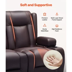VEVOR Loveseat Recliner Sofa, Power Reclining Couch with Heating & Massage and Timer, PU Leather Electric Recliner Sofa with USB Ports, Cup Holders and Side Bags, Dual Loveseat Chair for Living Room