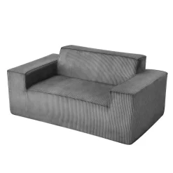 VEVOR Loveseat Sofa, 63-Inch 2-Seats Couch for Living Room, Modern Small Corduroy Couch with Pocket Springs, Soft Cushions, Comfy Loveseat for Bedroom, Office or Apartment, No Assembly Required, Gray