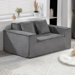 VEVOR Loveseat Sofa, 63-Inch 2-Seats Couch for Living Room, Modern Small Corduroy Couch with Pocket Springs, Soft Cushions, Comfy Loveseat for Bedroom, Office or Apartment, No Assembly Required, Gray