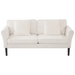 VEVOR Loveseat Sofa, 69-Inch Small Sofa Couch for Living Room, Velvet Fabric 2-Seats Couch with Sinuous Spring, Soft Cushions and Sturdy Frame, Comfy Loveseat for Bedroom, Office or Apartment, White