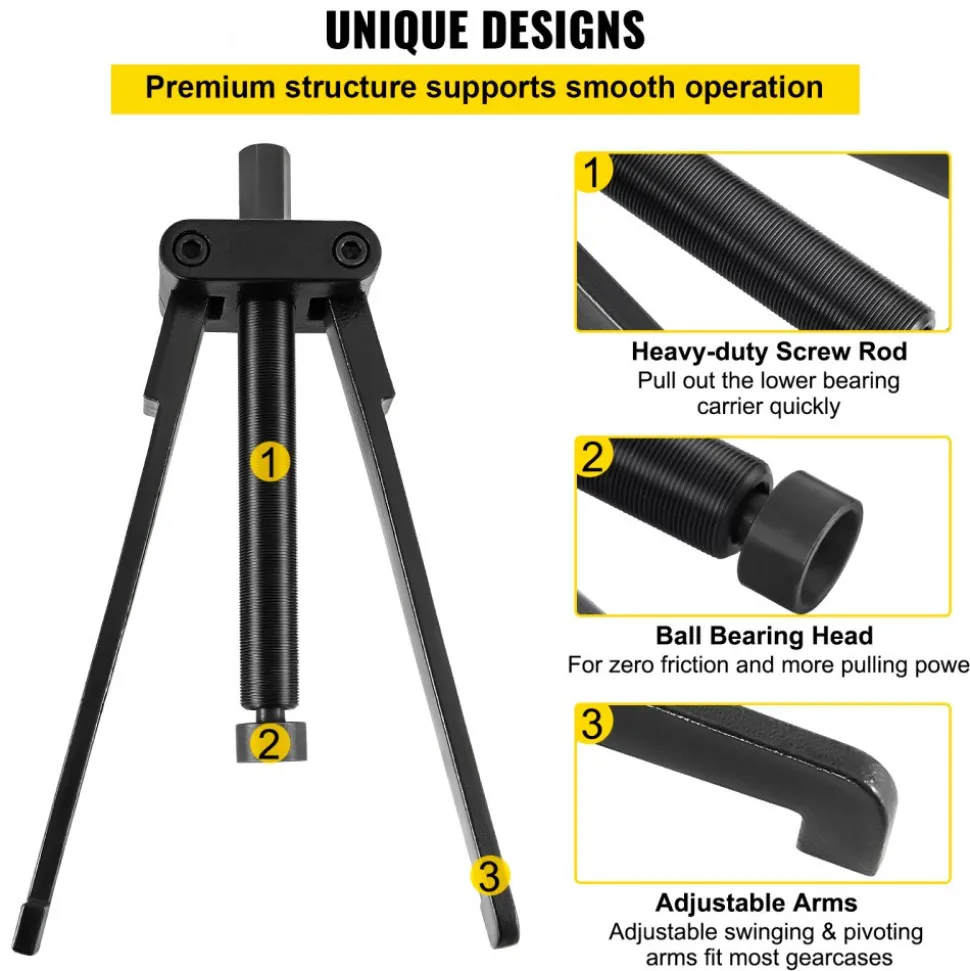 VEVOR Lower Bearing Carrier Puller, Compatible with Yamaha, Johnson, Evinrude, Honda, Mercury, Robust Steel Marine Lower Bearing Puller with Adjustable Arms, Works for Lower Carrier Bearing Removing