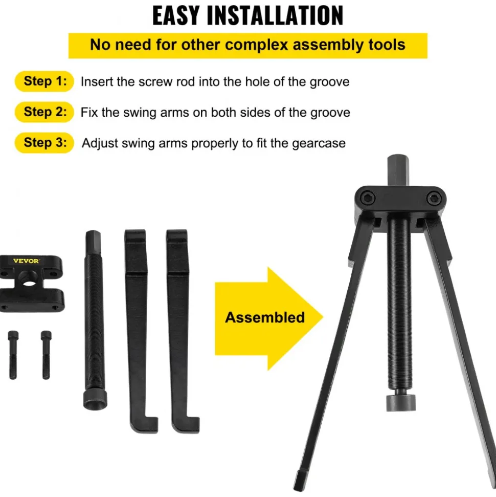 VEVOR Lower Bearing Carrier Puller, Compatible with Yamaha, Johnson, Evinrude, Honda, Mercury, Robust Steel Marine Lower Bearing Puller with Adjustable Arms, Works for Lower Carrier Bearing Removing