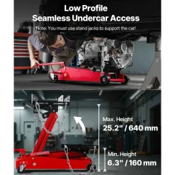 VEVOR Low Profile Floor Jack, 2200 lbs / 1 Ton Lifting Capacity Telescoping Transmission Floor Jack, 7.28-27.6 in Lifting Height, Flexible 360° Swivel wheels, Heavy-Duty Lift Hoist for Garage/Shop