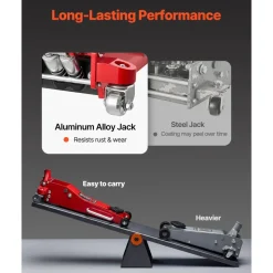 VEVOR Low Profile Floor Jack, 3 Ton (6614 lbs) Capacity, Aluminum Racing Floor Jack with Dual Pistons Quick Lift Pump, Hydraulic Trolley Car Lift for Sports Car, SUV, Pickup, Lifting Range 3.3