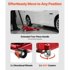 VEVOR Low Profile Floor Jack, 3 Ton (6614 lbs) Capacity, Aluminum Racing Floor Jack with Dual Pistons Quick Lift Pump, Hydraulic Trolley Car Lift for Sports Car, SUV, Pickup, Lifting Range 3.3