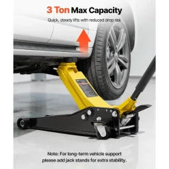 VEVOR Low Profile Floor Jack, 3 Ton (6614 lbs) Capacity, Steel Racing Floor Jack with Dual Pistons Quick Lift Pump & SUV Adapter, Hydraulic Trolley Car Lift for Sports Cars, Lifting Range 2.95"-19.7"