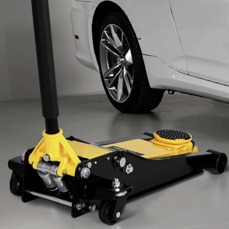 VEVOR Low Profile Floor Jack, 2 Ton (4400 lbs) Capacity, Steel Racing Floor Jack with Dual Pistons Quick Lift Pump, Hydraulic Trolley Car Lift for Sports Cars, Sedans, Lifting Range 2.95-19.9 Inches