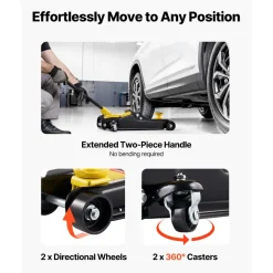 VEVOR Low Profile Floor Jack, 2.5 Ton (5512 lbs) Capacity, Steel Racing Floor Jack with Single Piston Quick Lift Pump & Raised Saddle, Hydraulic Trolley Car Lift for SUVs, Lifting Range 3.3"-13.8"