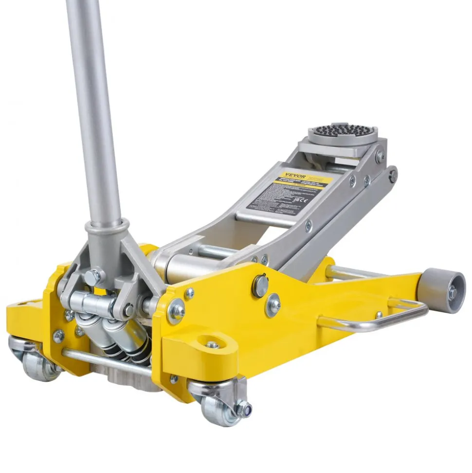 VEVOR Low Profile Floor Jack 3 Ton (6600 lbs), Heavy Duty Aluminum Hydraulic Racing Floor Jack, Hydraulic Car Jack, Dual Piston Quick Lift Pump, 3.7"-18.3" Height Lifting Range (Yellow)