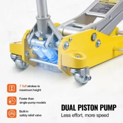 VEVOR Low Profile Floor Jack 3 Ton (6600 lbs), Heavy Duty Aluminum Hydraulic Racing Floor Jack, Hydraulic Car Jack, Dual Piston Quick Lift Pump, 3.7