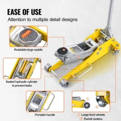 VEVOR Low Profile Floor Jack 3 Ton (6600 lbs), Heavy Duty Aluminum Hydraulic Racing Floor Jack, Hydraulic Car Jack, Dual Piston Quick Lift Pump, 3.7