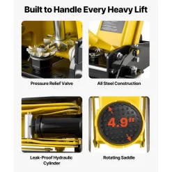 VEVOR Low Profile Floor Jack, 3 Ton (6614 lbs) Capacity, Steel Racing Floor Jack with Single Piston Quick Lift Pump & Foot Pedal, Hydraulic Trolley Car Lift for SUVs, Pickups, Lifting Range 5.1"-19.7"