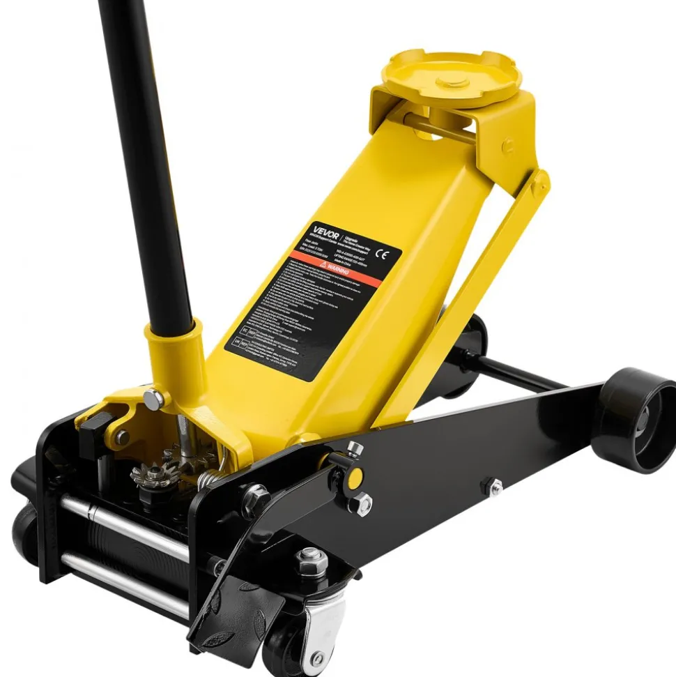 VEVOR Low Profile Floor Jack, 3 Ton (6614 lbs) Capacity, Steel Racing Floor Jack with Single Piston Quick Lift Pump & Foot Pedal, Hydraulic Trolley Car Lift for SUVs, Pickups, Lifting Range 5.1"-19.7"
